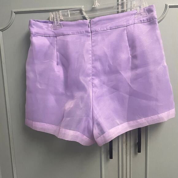 TCEC New Purple Lavender Spring Shorts Size Large Chiffon Overlay - Picture 5 of 5